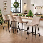 Lot de 2 tabourets de bar Okak en similicuir, hauteur comptoir pour salles à manger, chaises sans accoudoirs, tabourets de bar avec pieds en métal noir