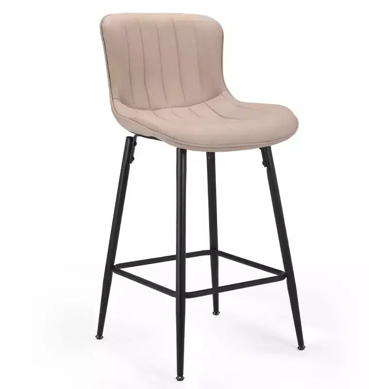 Lot de 2 tabourets de bar Okak en similicuir, hauteur comptoir pour salles à manger, chaises sans accoudoirs, tabourets de bar avec pieds en métal noir