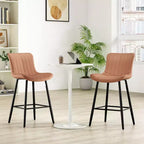 Lot de 2 tabourets de bar Okak en similicuir, hauteur comptoir pour salles à manger, chaises sans accoudoirs, tabourets de bar avec pieds en métal noir