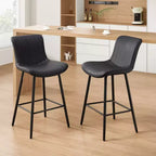 Okak Set of 2 Faux Leather Counter Height Bar Stools for Dining Rooms,Armless Chairs Counter Bar Stools with Black Metal Legs