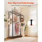 VEVOR Portant à vêtements, Portant à vêtements robuste, Portant à vêtements à 6 niveaux réglables avec cadre en acier, capacité de charge de 362 kg avec 3 tringles à suspendre, Noir