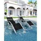 Chaise longue d'extérieur 3 pièces, chaise longue de plage inclinable avec accoudoirs et table d'appoint pour piscine, terrasse, balcon, jardin.