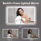 Miroir de salle de bain mural GustoWave 60X36'', miroirs muraux avec grossissement 3X, anti-buée, étanche, verre trempé