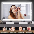 Miroir de salle de bain mural GustoWave 60X36'', miroirs muraux avec grossissement 3X, anti-buée, étanche, verre trempé