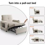 Dyonery 42.5 Canapé-lit convertible avec lit gigogne, fauteuil inclinable 3-en-1 avec dossier réglable, ports USB et tablette latérale