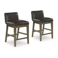 Signature Design by Ashley Cabalynn Faux Leather Upholstered Counter Height Barstool with Solid Wood Frame in Two-Tone Brown, Set of 2
