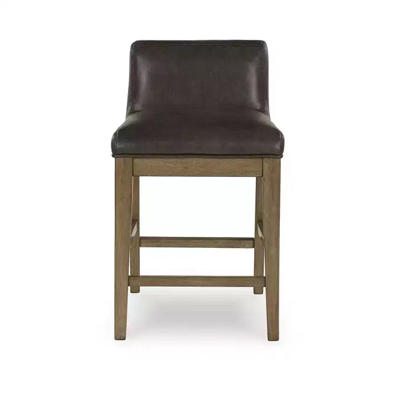 Signature Design by Ashley Cabalynn, tabouret de bar à hauteur de comptoir en similicuir, avec cadre en bois massif, deux tons de marron, lot de 2
