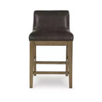 Signature Design by Ashley Cabalynn, tabouret de bar à hauteur de comptoir en similicuir, avec cadre en bois massif, deux tons de marron, lot de 2