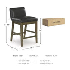 Signature Design by Ashley Cabalynn, tabouret de bar à hauteur de comptoir en similicuir, avec cadre en bois massif, deux tons de marron, lot de 2