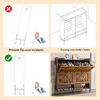 Grand meuble à chaussures de rangement avec 4 tiroirs basculants, meuble de rangement pour chaussures autoportant pour entrée, organisateur de chaussures avec séparation sec/humide