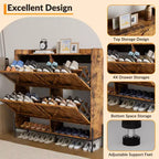 Grand meuble à chaussures de rangement avec 4 tiroirs basculants, meuble de rangement pour chaussures autoportant pour entrée, organisateur de chaussures avec séparation sec/humide