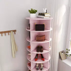 Bellemave Range-chaussures rotatif, tour à chaussures rotative à 360°, Peut contenir plus de 28 paires de chaussures, Rose