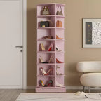 Bellemave Range-chaussures rotatif, tour à chaussures rotative à 360°, Peut contenir plus de 28 paires de chaussures, Rose