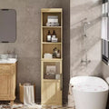 Tall Storage Cabinet with Glass Door, 70 Bathroom Storage Cabinet with Adjustable Shelves for Small Spaces