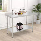 48x24x35in Commercial Metal Prep Table with Adjustable Undershelf, Heavy Duty Worktable for Kitchen, Restaurant, Home, Hotel, Workstation