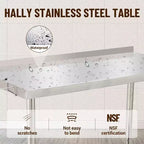 Table de préparation en métal commerciale 48x24x35in avec étagère inférieure réglable, plan de travail robuste pour cuisine, restaurant, maison, hôtel, poste de travail