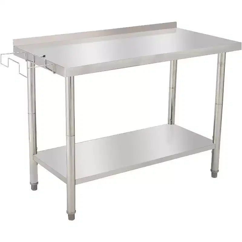 Table de préparation en métal commerciale 48x24x35in avec étagère inférieure réglable, plan de travail robuste pour cuisine, restaurant, maison, hôtel, poste de travail