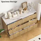 Commode 6 tiroirs COZONY avec design cannelé, Armoire de rangement moderne en bois, Grande commode pour chambre, salon, entrée