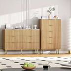 Commode 6 tiroirs COZONY avec design cannelé, Armoire de rangement moderne en bois, Grande commode pour chambre, salon, entrée