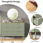 Commode 6 tiroirs COZONY avec design cannelé, Armoire de rangement moderne en bois, Grande commode pour chambre, salon, entrée