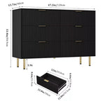 Commode 6 tiroirs COZONY avec design cannelé, Armoire de rangement moderne en bois, Grande commode pour chambre, salon, entrée