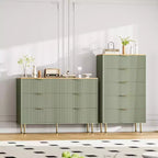 Commode 6 tiroirs COZONY avec design cannelé, Armoire de rangement moderne en bois, Grande commode pour chambre, salon, entrée