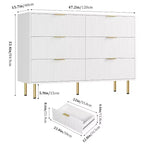 Commode 6 tiroirs COZONY avec design cannelé, Armoire de rangement moderne en bois, Grande commode pour chambre, salon, entrée