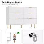 Commode 6 tiroirs COZONY avec design cannelé, Armoire de rangement moderne en bois, Grande commode pour chambre, salon, entrée