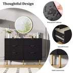 Commode 6 tiroirs COZONY avec design cannelé, Armoire de rangement moderne en bois, Grande commode pour chambre, salon, entrée