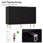 Commode 6 tiroirs COZONY avec design cannelé, Armoire de rangement moderne en bois, Grande commode pour chambre, salon, entrée