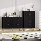 Commode 6 tiroirs COZONY avec design cannelé, Armoire de rangement moderne en bois, Grande commode pour chambre, salon, entrée