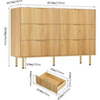 Commode 6 tiroirs COZONY avec design cannelé, Armoire de rangement moderne en bois, Grande commode pour chambre, salon, entrée