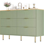Commode 6 tiroirs COZONY avec design cannelé, Armoire de rangement moderne en bois, Grande commode pour chambre, salon, entrée