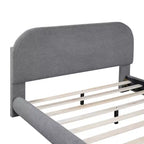 Lit plateforme rembourré Bellemave Teddy Fleece pleine grandeur avec tissu épais, cadre solide et design élégant en forme de courbe, gris