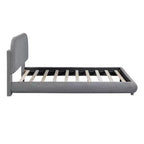Lit plateforme rembourré Bellemave Teddy Fleece pleine grandeur avec tissu épais, cadre solide et design élégant en forme de courbe, gris