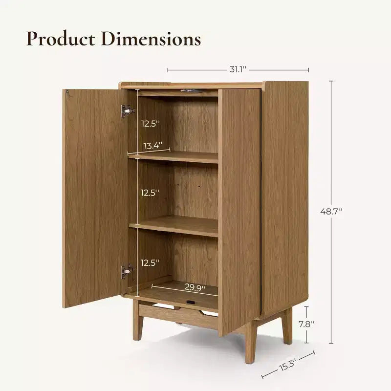 Armoire LuxenHome à 2 portes en bois manufacturé chêne 79 cm (l) x 123,7 cm (H) avec plateau supérieur marron