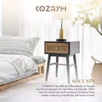 COZAYH Table de chevet moderne 2 tiroirs pour chambre à coucher, Table d'appoint avec rangement à compartiment unique et façade en motif tressé, Noir