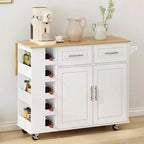 Kitchen Island Cart with 2 Door Cabinet, 2 Drawers, Rolling Island for Kitchen with Storage, Bar Cart