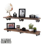 RESTORE Étagères brunes coucher de soleil de 36 po avec supports en L par Pipe Decor