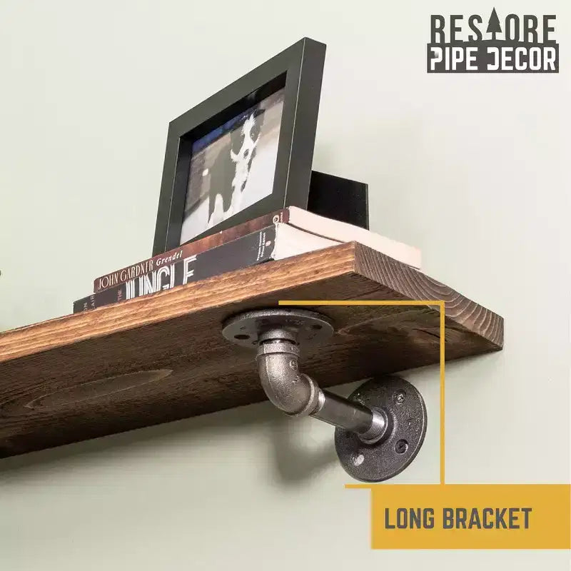 RESTORE Étagères brunes coucher de soleil de 36 po avec supports en L par Pipe Decor