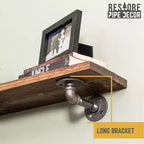 RESTORE Étagères brunes coucher de soleil de 36 po avec supports en L par Pipe Decor