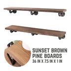 RESTORE Étagères brunes coucher de soleil de 36 po avec supports en L par Pipe Decor