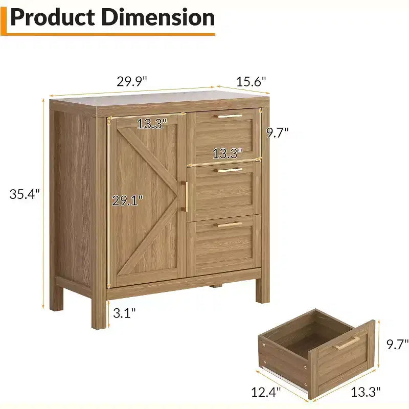 COZONY Buffet avec Rangement, Buffet à 3 Tiroirs pour Bar à Café avec Étagère Réglable, Meuble de Rangement en Bois pour Salon, Salle à Manger, Noyer