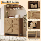 COZONY Buffet avec Rangement, Buffet à 3 Tiroirs pour Bar à Café avec Étagère Réglable, Meuble de Rangement en Bois pour Salon, Salle à Manger, Noyer
