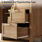COZONY Buffet avec Rangement, Buffet à 3 Tiroirs pour Bar à Café avec Étagère Réglable, Meuble de Rangement en Bois pour Salon, Salle à Manger, Noyer