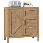 COZONY Buffet avec Rangement, Buffet à 3 Tiroirs pour Bar à Café avec Étagère Réglable, Meuble de Rangement en Bois pour Salon, Salle à Manger, Noyer