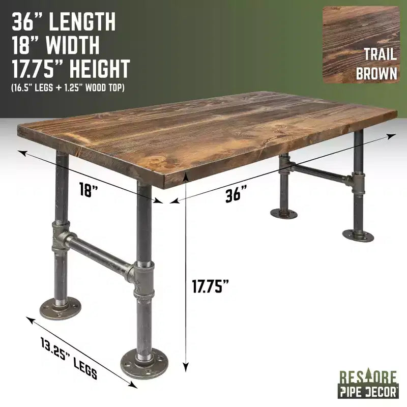 Table basse en bois massif marron RESTORE Trail par Pipe Decor
