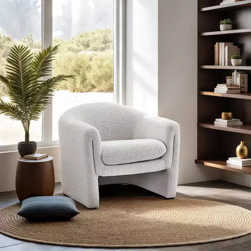GDFStudio Gilmanton, fauteuil d'appoint moderne en bouclé en forme de U avec accoudoirs incurvés