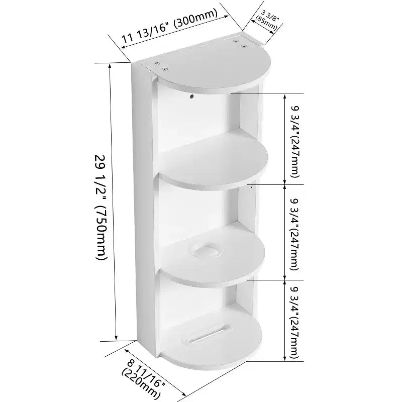 Étagère de rangement murale de salle de bain de 75 cm, conception à montage flottant à 3 niveaux, petit meuble latéral pour ranger un sèche-cheveux et un distributeur de mouchoirs