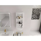 Étagère de rangement murale de salle de bain de 75 cm, conception à montage flottant à 3 niveaux, petit meuble latéral pour ranger un sèche-cheveux et un distributeur de mouchoirs